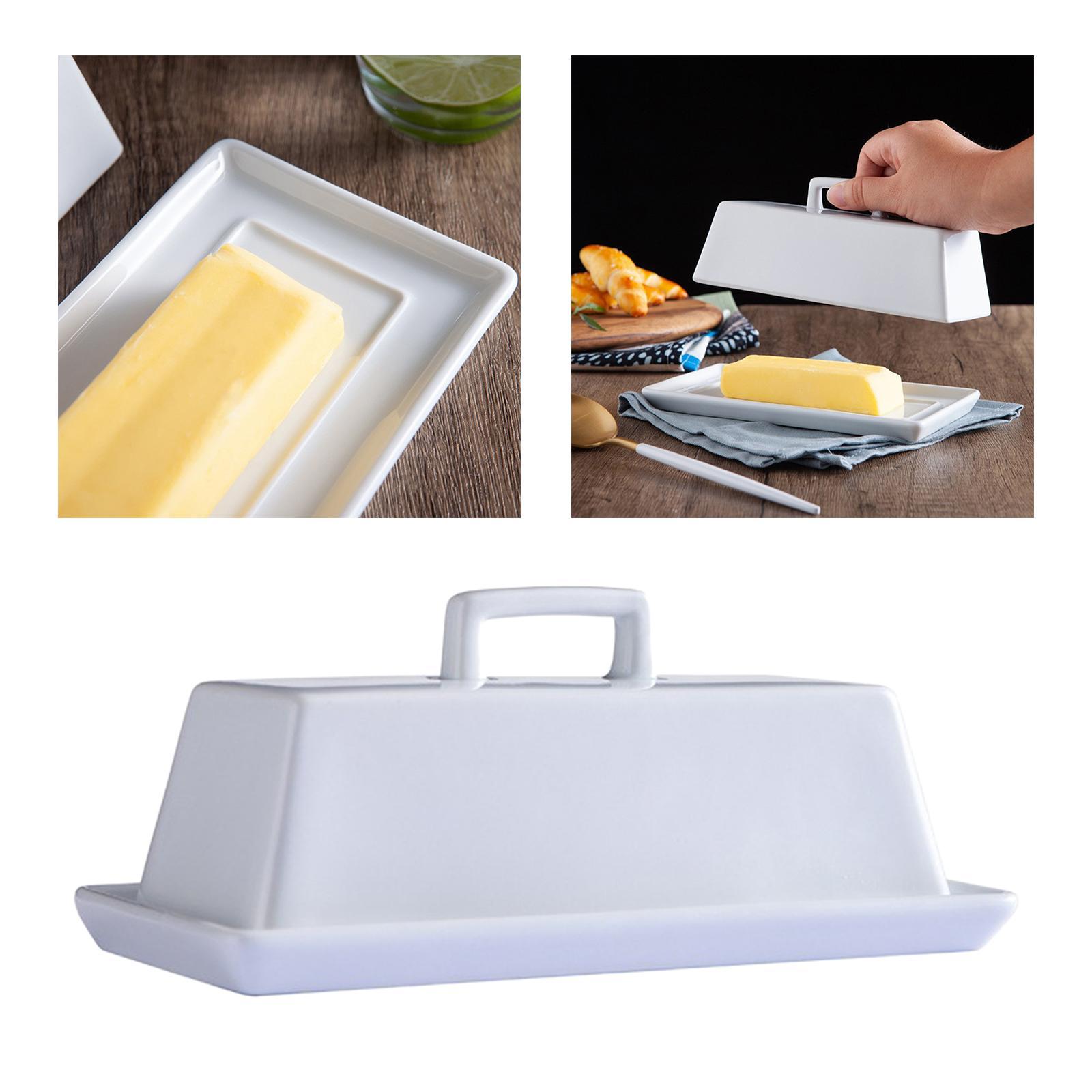 Ceramic Container Porcelain Kitchen Covered Butter Dish for Fridge Counter