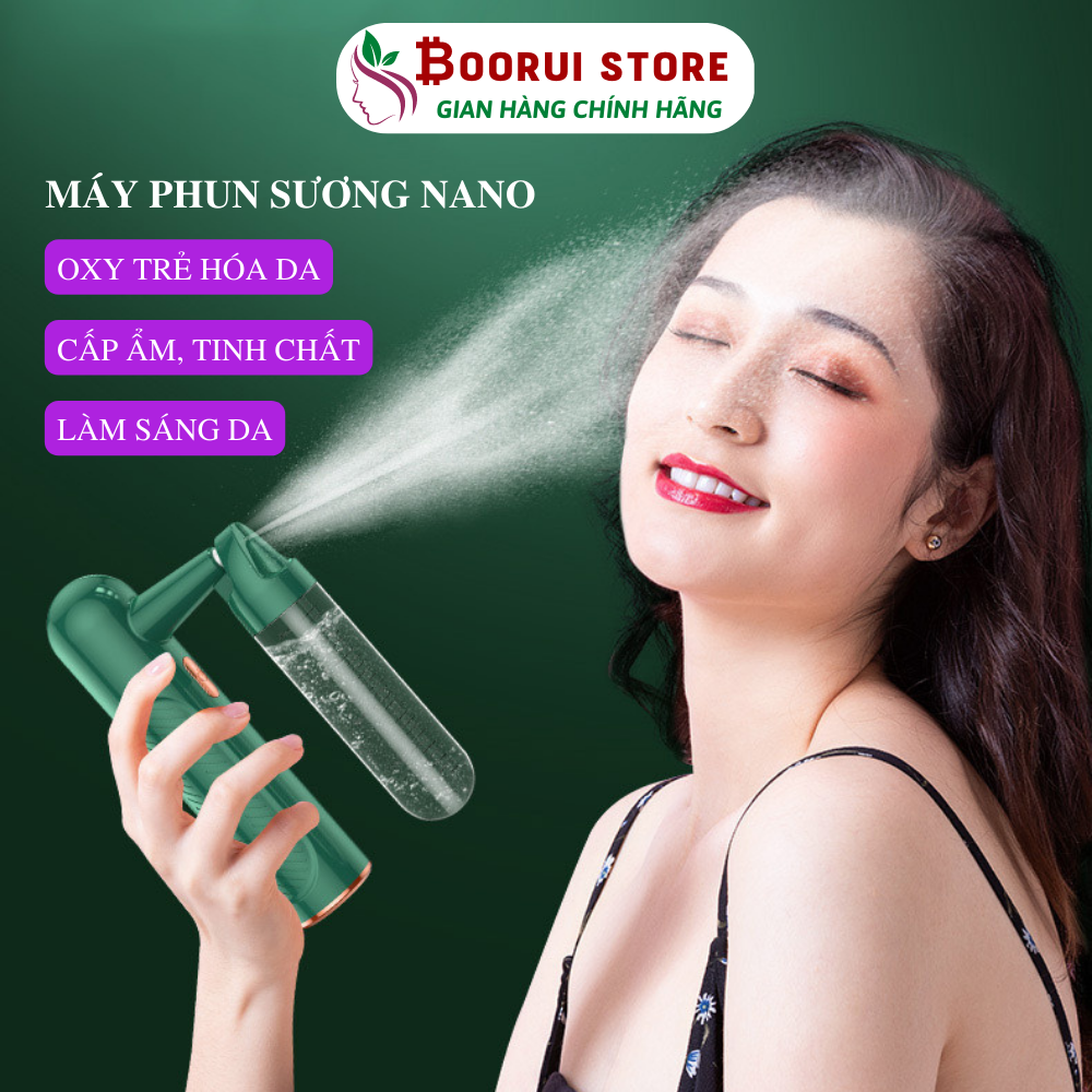 Máy phun sương nano xông da mặt Boorui D38 : Máy phun Oxy dưỡng ẩm áp suất cao, làm sạch , đẩy tinh chất giúp làm đẹp và trẻ hóa da - Hàng loại 1