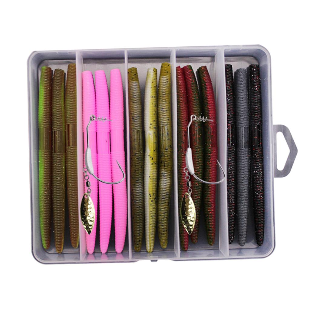 15pcs Artificial Soft Baits Lifelike Earthworm Fishing Lure Maggot Grub Bait