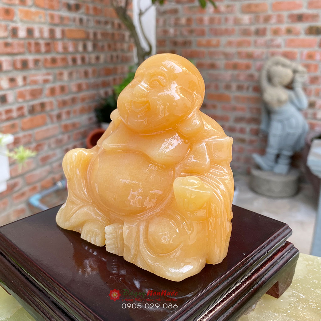 Tượng Phật Di lặc đá ngọc hoàng long 10cm - đá Non Nước
