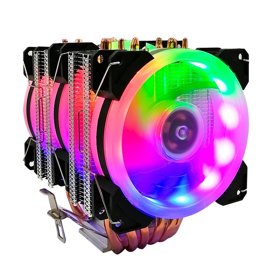 Đảm bảo chất lượng tại chỗ ống dẫn nhiệt máy tính để bàn quạt cpu dạ quang 6 ống đồng tản nhiệt cpu tháp loại 6 ống đồng đa nền tảng