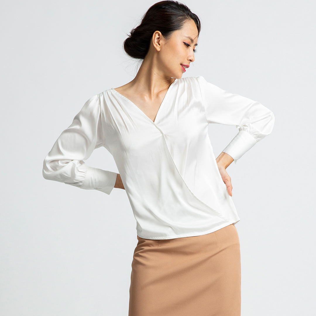 Áo Kiểu Nữ Áo Công Sở Cao Cấp Áo Đắp Vạt Thời trang thiết kế Hity TOP100