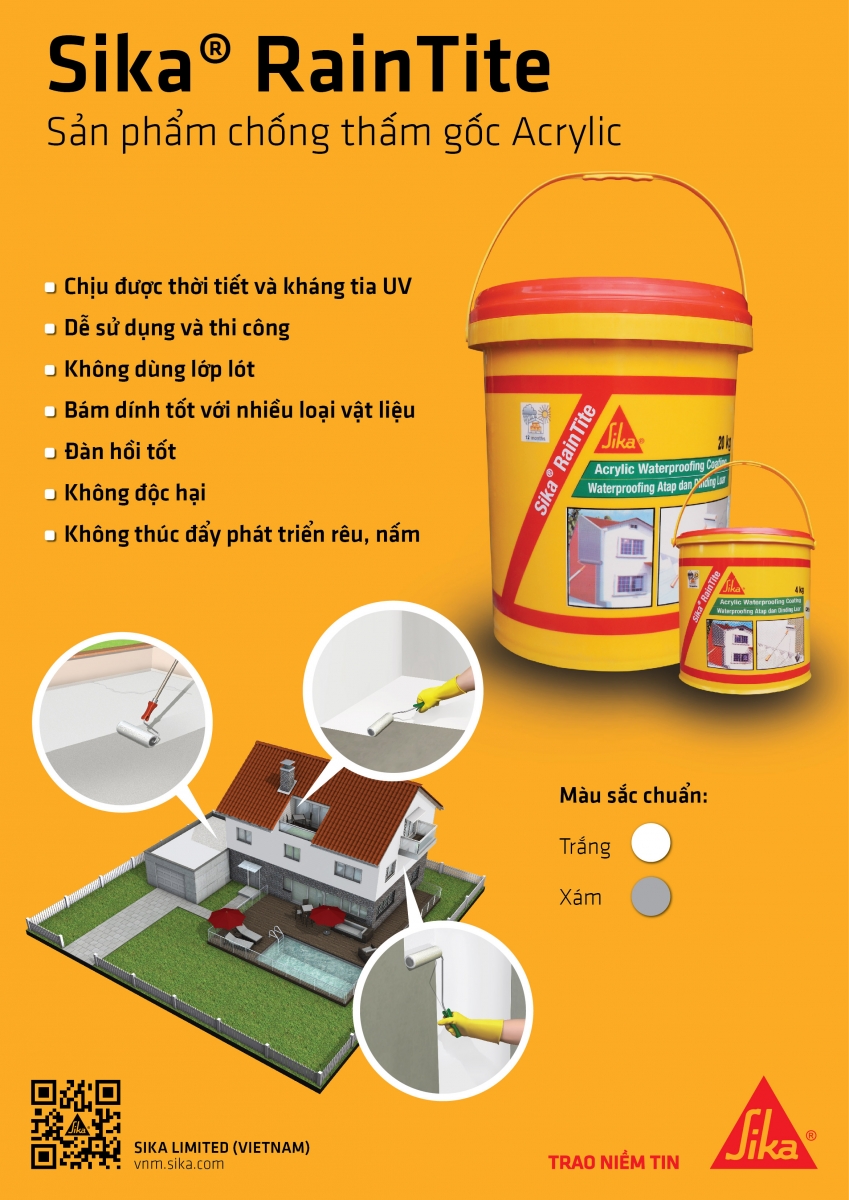 Sika Raintite - Thùng 4kg - Hợp chất chống thấm đàn hồi kháng UV