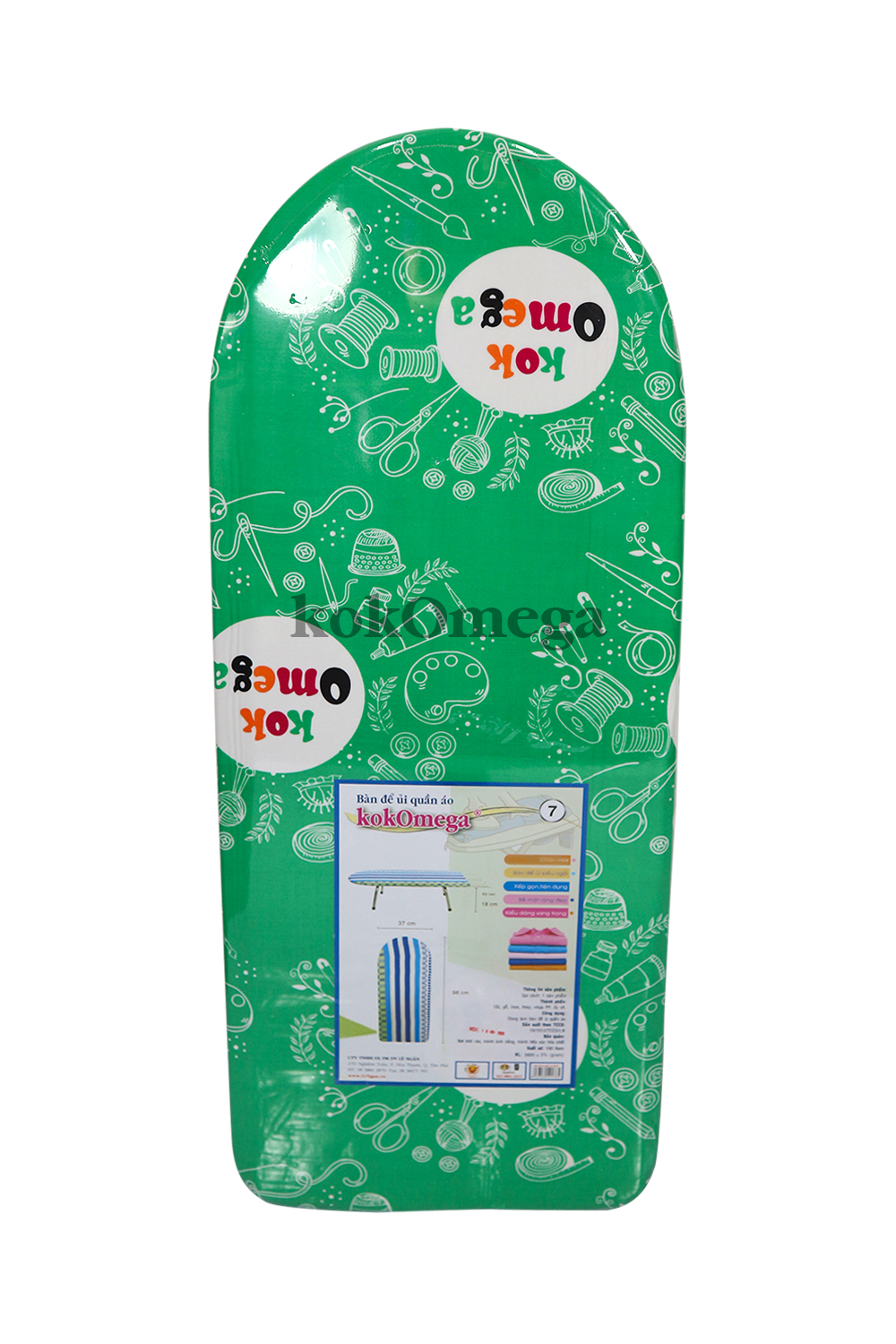 Bàn Để Ủi Quần Áo Kiểu Ngồi Lót Ván KokOmega BU-07 37 x 100 Cm (Họa Tiết Ngẫu Nhiên)