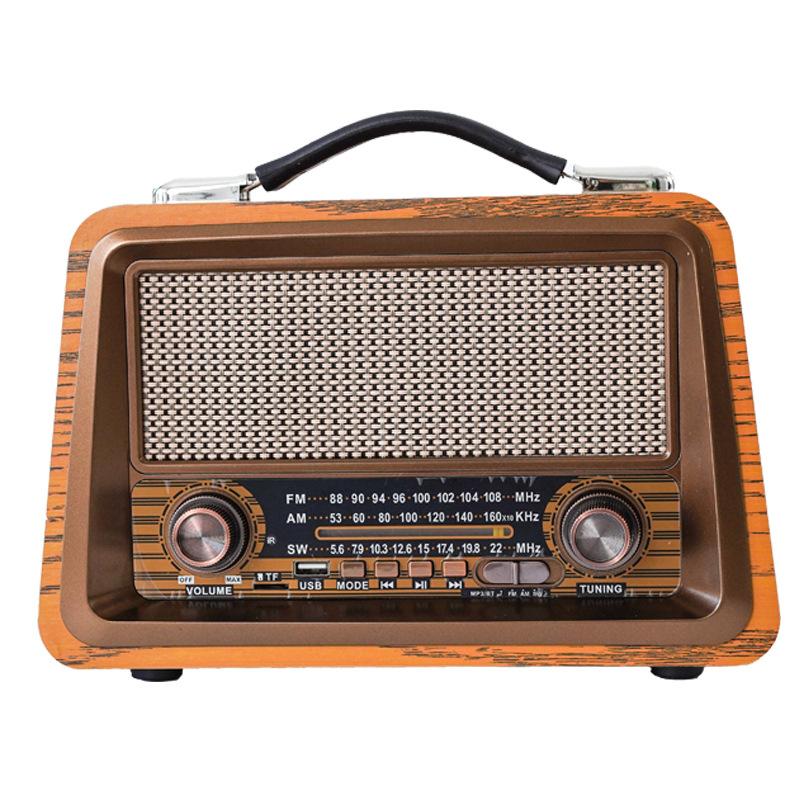 Loa bluetooth không dây radio retro bằng gỗ di động Color: Mahogany Color