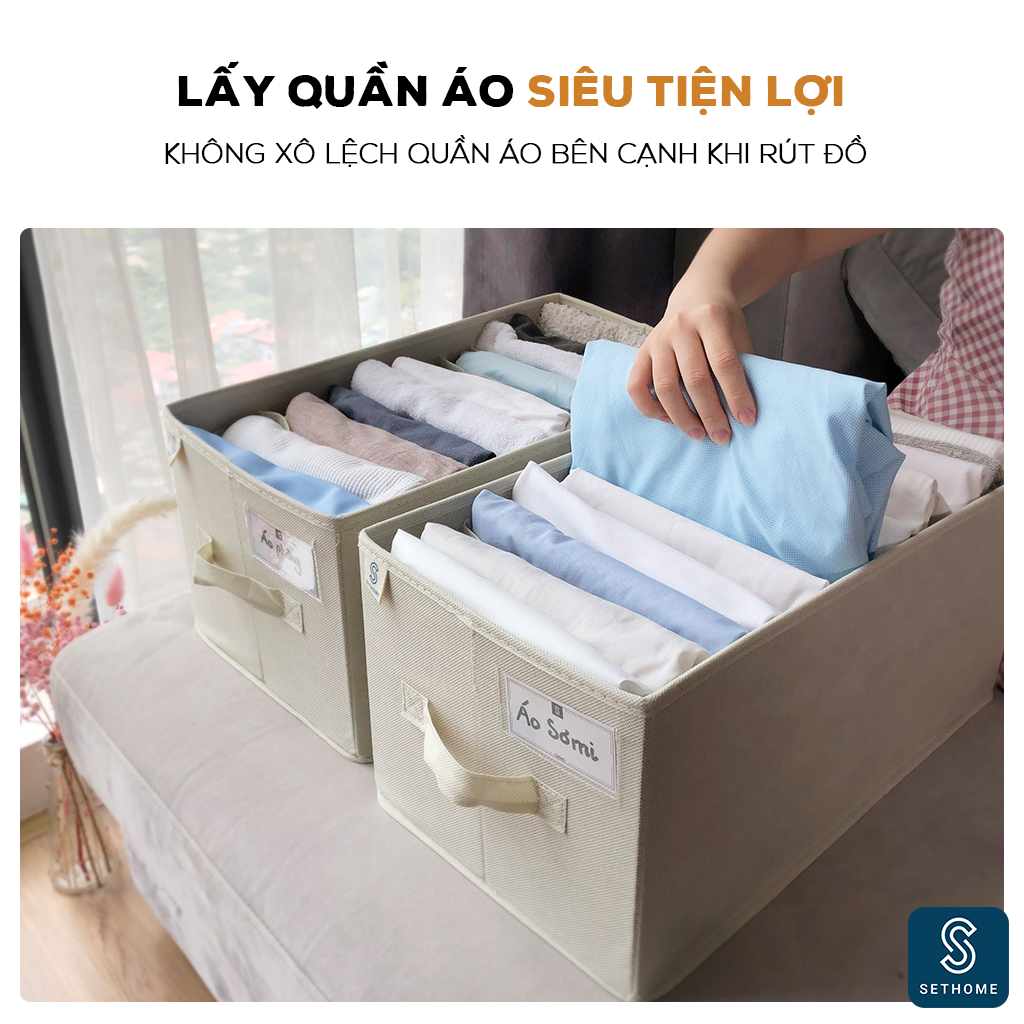 Hộp vải đựng quần áo 11 ngăn SETHOME chất liệu vải không dệt giỏ đựng quần áo đồ lót chia 11 ngăn mềm