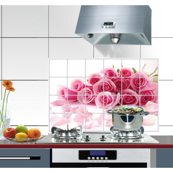 Decal dán bếp tráng nhôm cách nhiệt size lớn - hoa hồng xinh