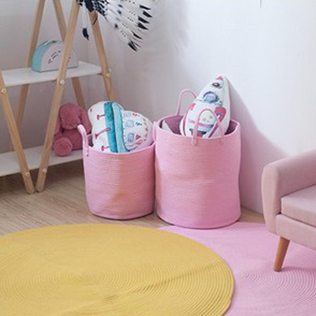 Cotton Woven Storage Baskets Cotton Rope Handle Basket Kids Toys Basket Laundry Hamper