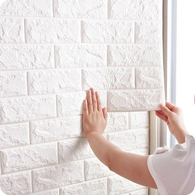 Giấy /Xốp Dán Tường Giả Gạch 3D MÀU TRẮNG- Đa Dạng Tạo Không Gian Sống Sang Trọng, Sach Sẽ-Sallyphuongmai