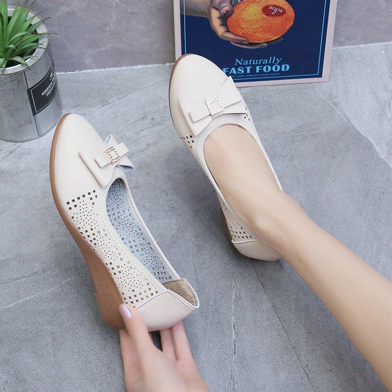 Giày nữ giày bít mũi da mềm thoáng khí êm chân