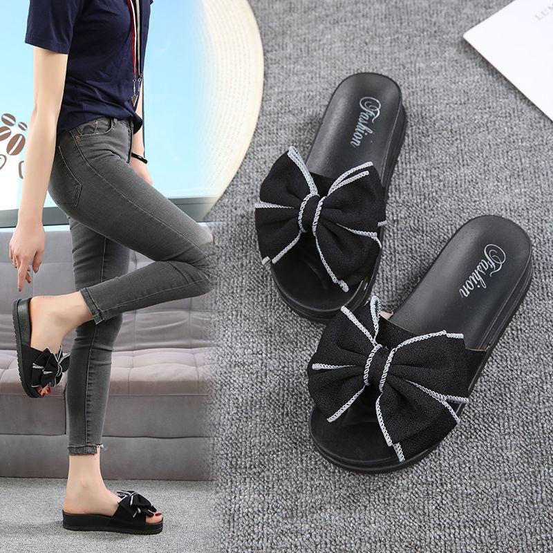 slippers women's summer new style fashionable external sandals outdoor flip flops bowknot home slippers