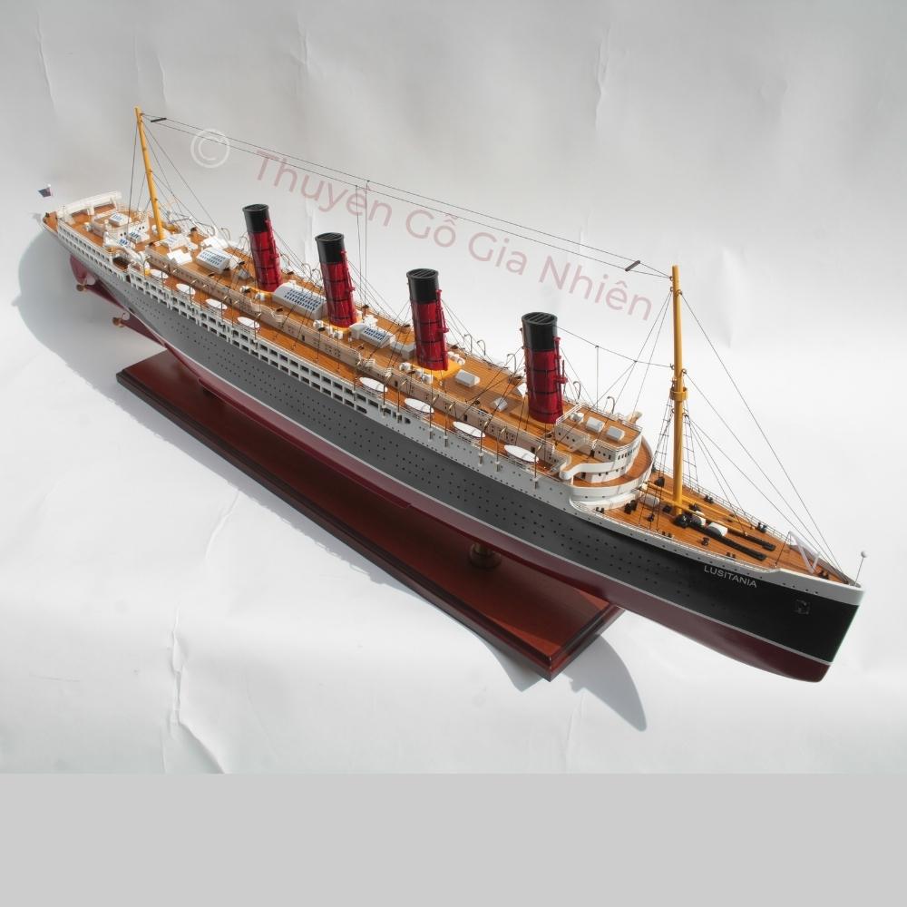 Mô Hình Thuyền Gỗ Trang Trí Phong Thủy Dạng Thuyền Du Lịch RMS LUSITANIA Chính Hãng, Hàng Xuất Khẩu Chất Lượng Cao