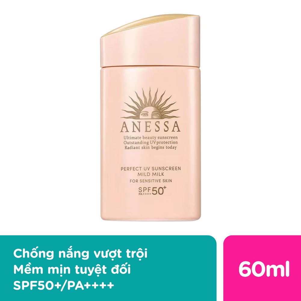 Sữa Chống Nắng Anessa Cho Da Nhạy Cảm Perfect UV Mild Milk SPF50+/PA++++ 60ml