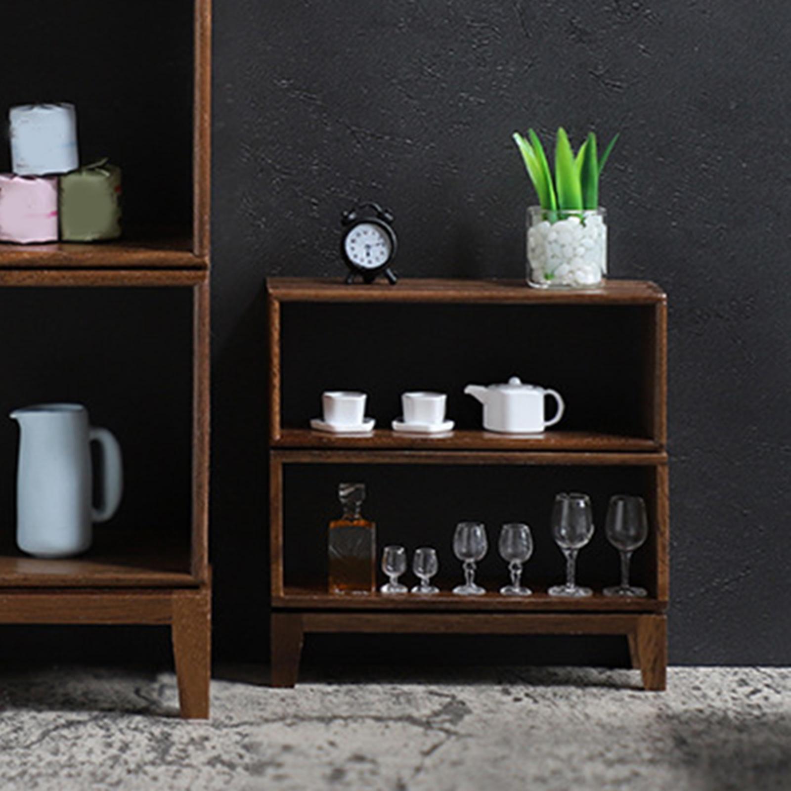 Dollhouse Cupboard Dollhouse Miniature Furniture Wooden DIY Accessory Dual Layer, DIY Model Combination Cabinet for Boys Girls Birthday Gifts