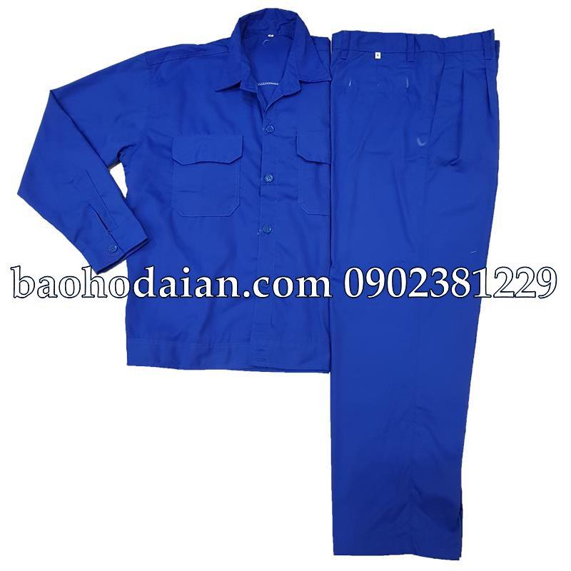 Quần áo công nhân vải kaki xi màu xanh bích