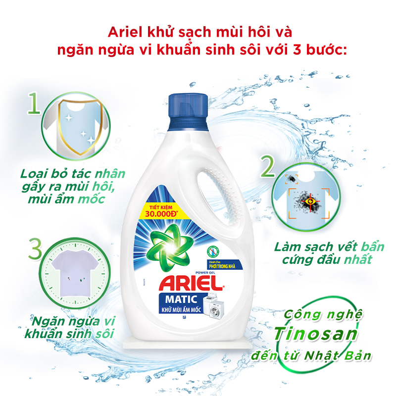Nước Giặt Ariel Khử Mùi 2.4Kg