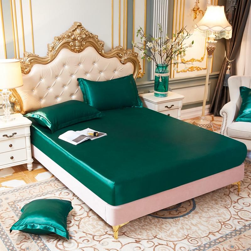 Lụa Satin Trang Bị Tấm Cao Cấp Bền Màu Bọc Nệm Thun Giường Bedsheet 160x200