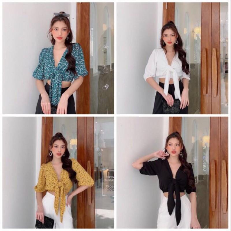 Áo croptop cột nơ có 4 màu siêu xinh