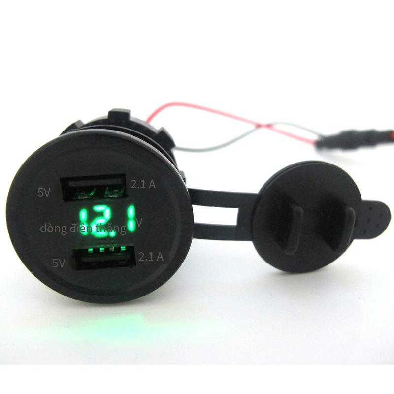 Giá thấp nhất ô tô thuyền xe máy xe tay ga sửa đổi kép USB ổ cắm sạc ô tô hiển thị điện áp ĐÈN LED sạc điện thoại di động