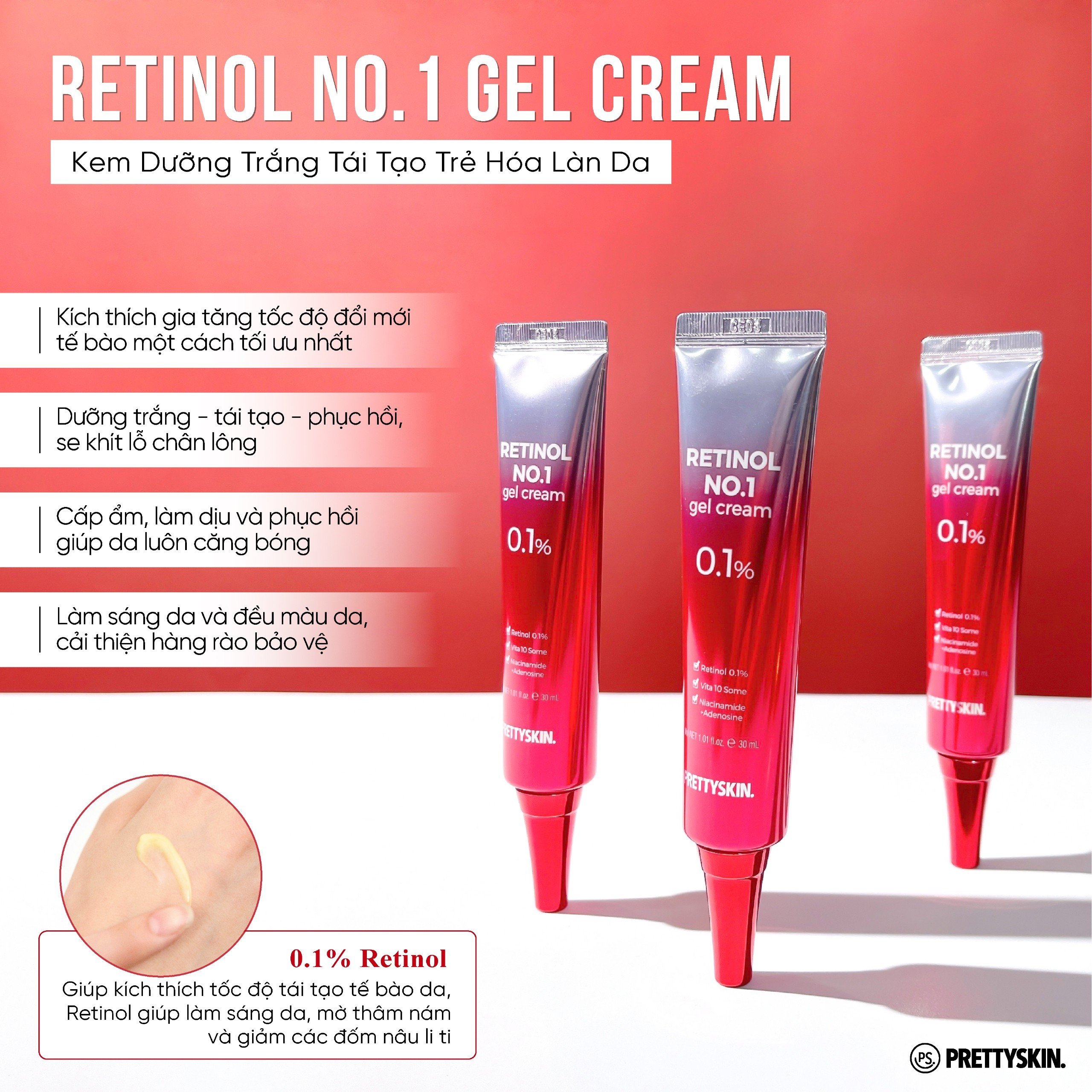 Kem dưỡng trắng tái tạo trẻ hóa làn da RETINOL NO.1 GEL CREAM 30ml