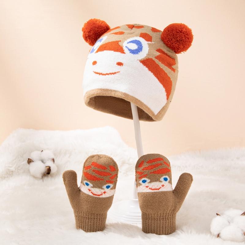 Dễ Thương Cho Bé Mùa Đông Nón Bộ Làm Dày Ấm Trẻ Em Mũ Găng Tay Phù Hợp Với Nón Cho Bé Gái Bé Trai Hoạt Hình Dệt Kim Trẻ Em Dành Cho Bé Sơ Sinh d08C