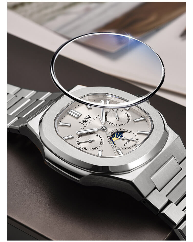 Đồng hồ nam chính hãng I&W CARNIVAL 55886G-3 mặt xám size mặt 42mm,kính sapphire ,chống nước 50m,dây thép không gỉ