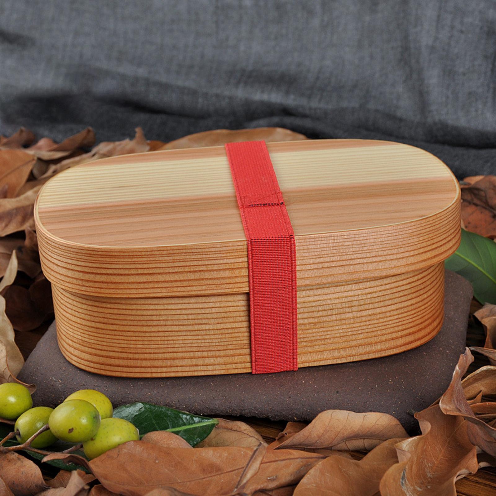 Wooden Lunch Box Sushi Container Picnic Food Carrier for Camping School Home