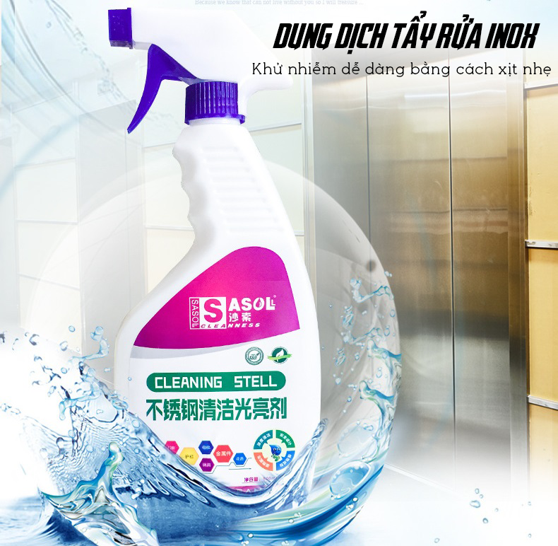 Dung Dịch Làm Sạch, Tẩy Rửa Và Đánh Bóng Bề Mặt Inox Thang Máy Cao Cấp 500ml- Hàng Nhập Khẩu