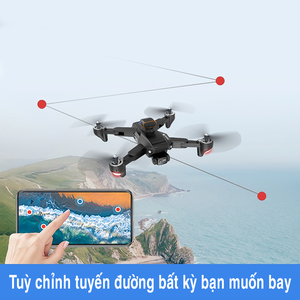 Flycam P9 Pro có Camera Kép Cảm Biến Tránh Vật Cản Chướng Ngại Vật 4 chiều, Thời Gian Bay 20 Phút camera 8K HD, Có Thể Điều Chỉnh Camera -Hàng Chính Hãng