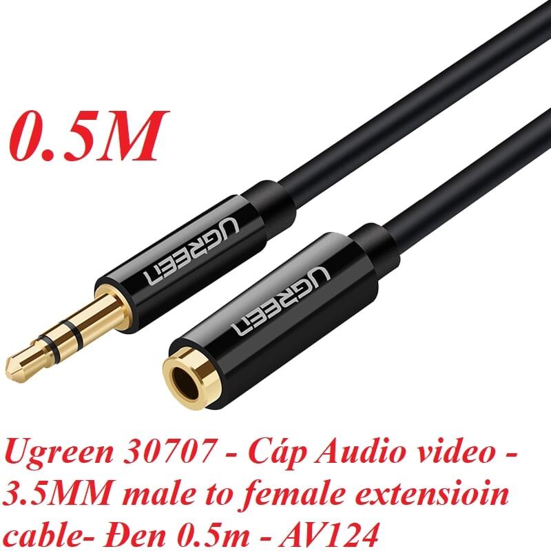 Ugreen UG30707AV124TK 0.5M màu Đen Cáp âm thanh 3.5mm nối dài - HÀNG CHÍNH HÃNG