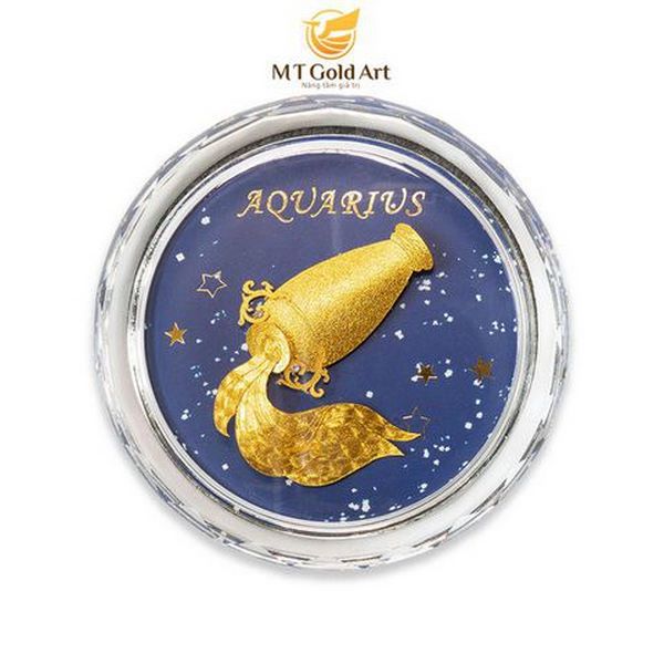 Chặn giấy cung hoàng đạo dát vàng 24k MT Gold Art- Hàng chính hãng, trang trí nhà cửa, phòng làm việc, quà tặng sếp, đối tác, khách hàng, tân gia, khai trương