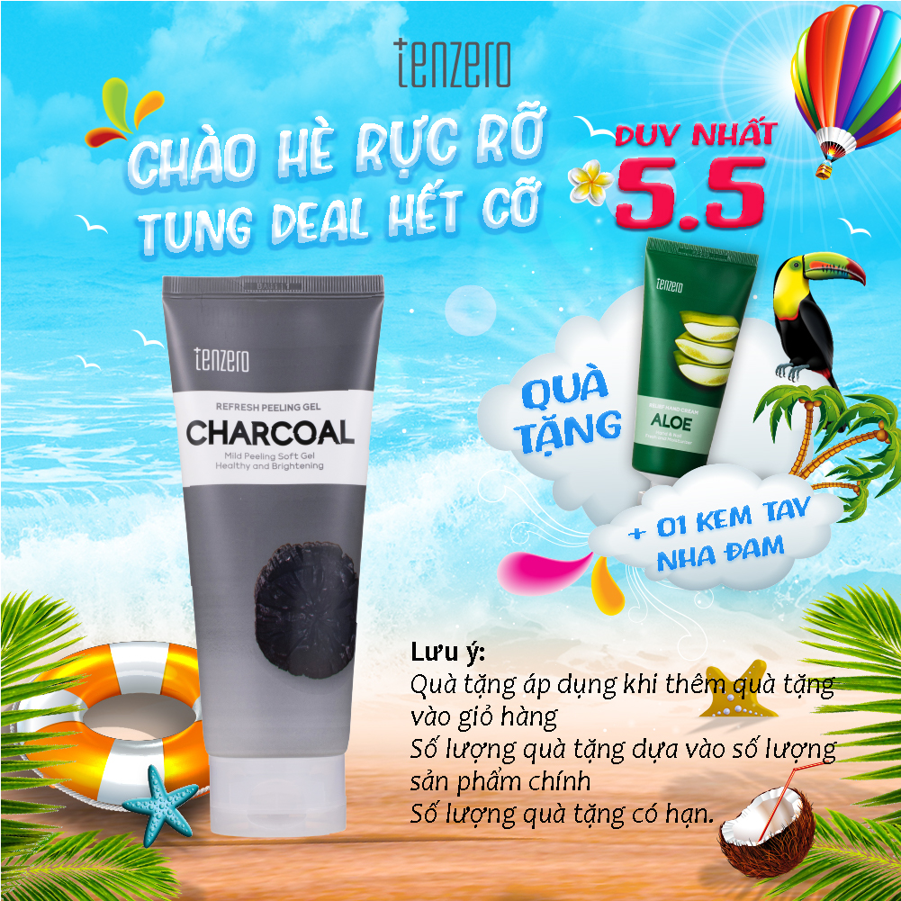 Tẩy Tế Bào Chết Dạng Gel Không Chứa Hạt Tenzero Refresh Peeling Gel Charcoal 180ml