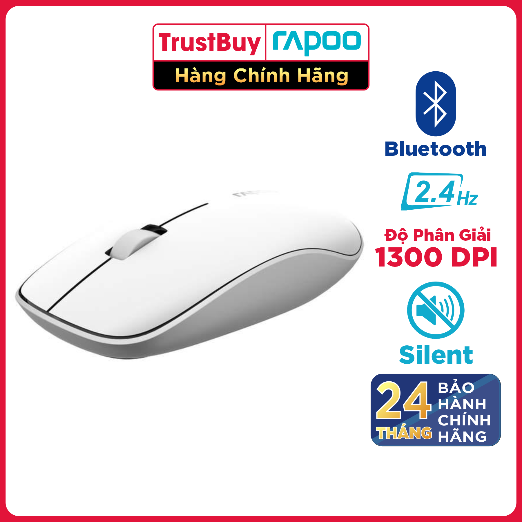 Chuột Không Dây Silent Wireless Và Bluetooth RAPOO M200 - Hàng chính hãng