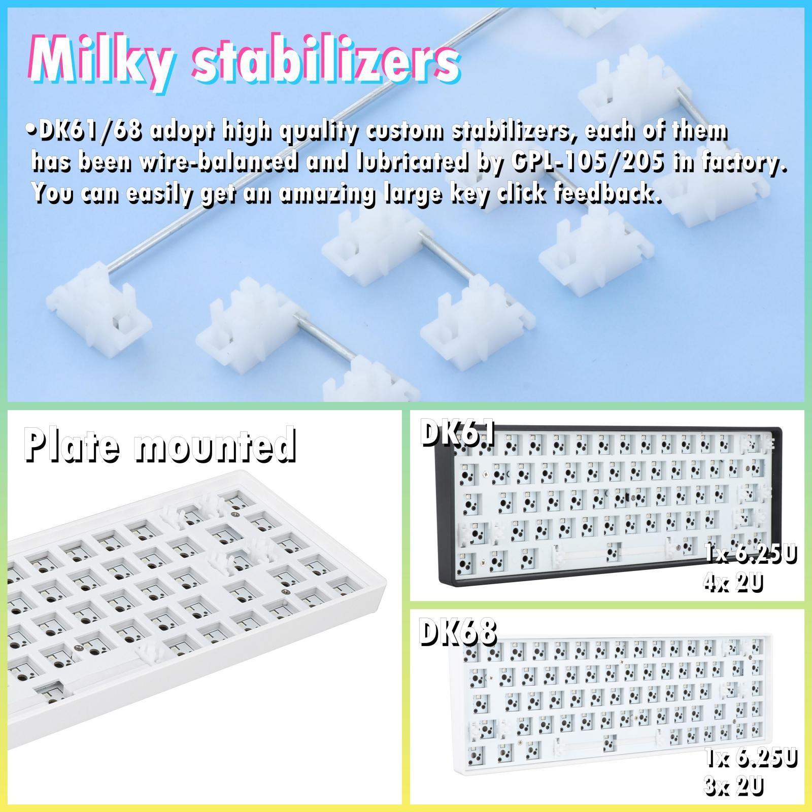 61/68 Keys Mechanical Keyboard DIY Kit for Switches for 60% / 65% Keyboard Hot-Swappable PCB Mounting Plate DIY /5Pin
