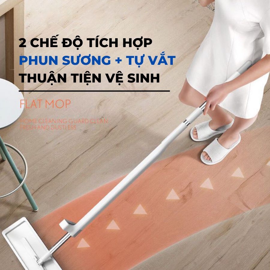 Cây lau nhà tự vắt phun sương xoay 360 độ lau sạch khô nhanh tiện lợi - Huy Tưởng