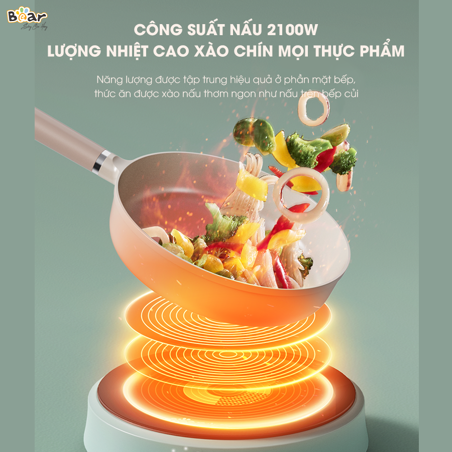 Bếp Điện Từ Bear Đa Năng 8 Mức Nhiệt Thích Hợp Đa Số Các Loại Nồi Mặt Bếp Làm Từ Gốm Thủy Tinh Cao Cấp SB-BT21W - Hàng Chính Hãng