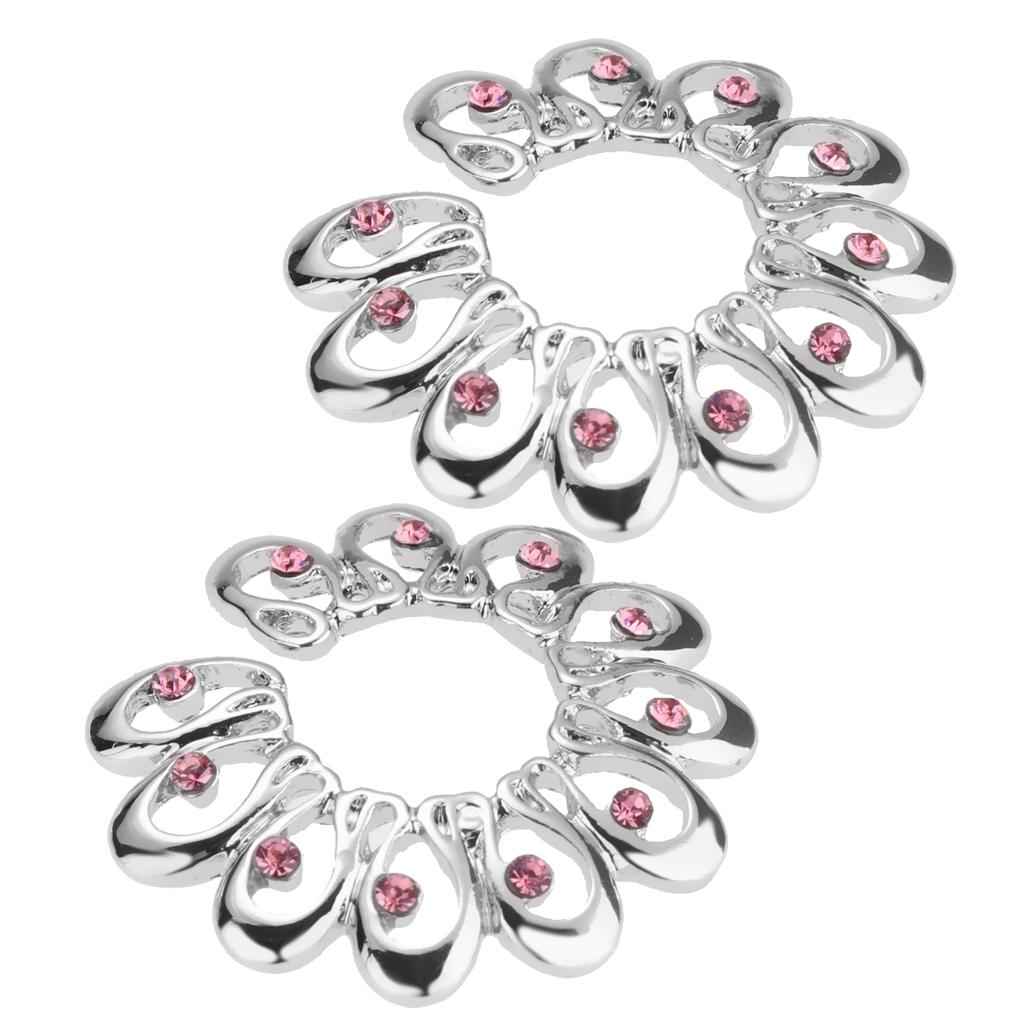 2 Pair Stainless Steel Crystal Floral