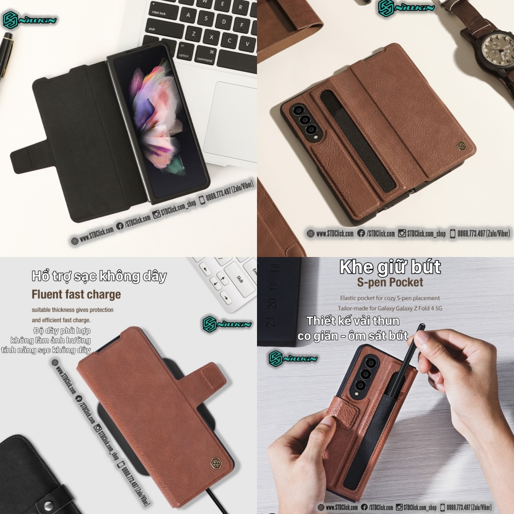 ỐP LƯNG DÀNH CHO ĐIỆN THOẠI SAMSUNG GALAXY Z FOLD 4 5G NILLKIN AOGE CÓ KHE GIỮ BÚT