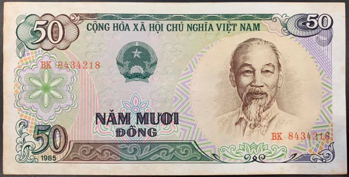 Tờ tiền 50 đồng 1985 , 50 đồng cầu Thăng Long Hà Nội , tiền cổ Việt Nam sau giải phóng đã hết lưu hành