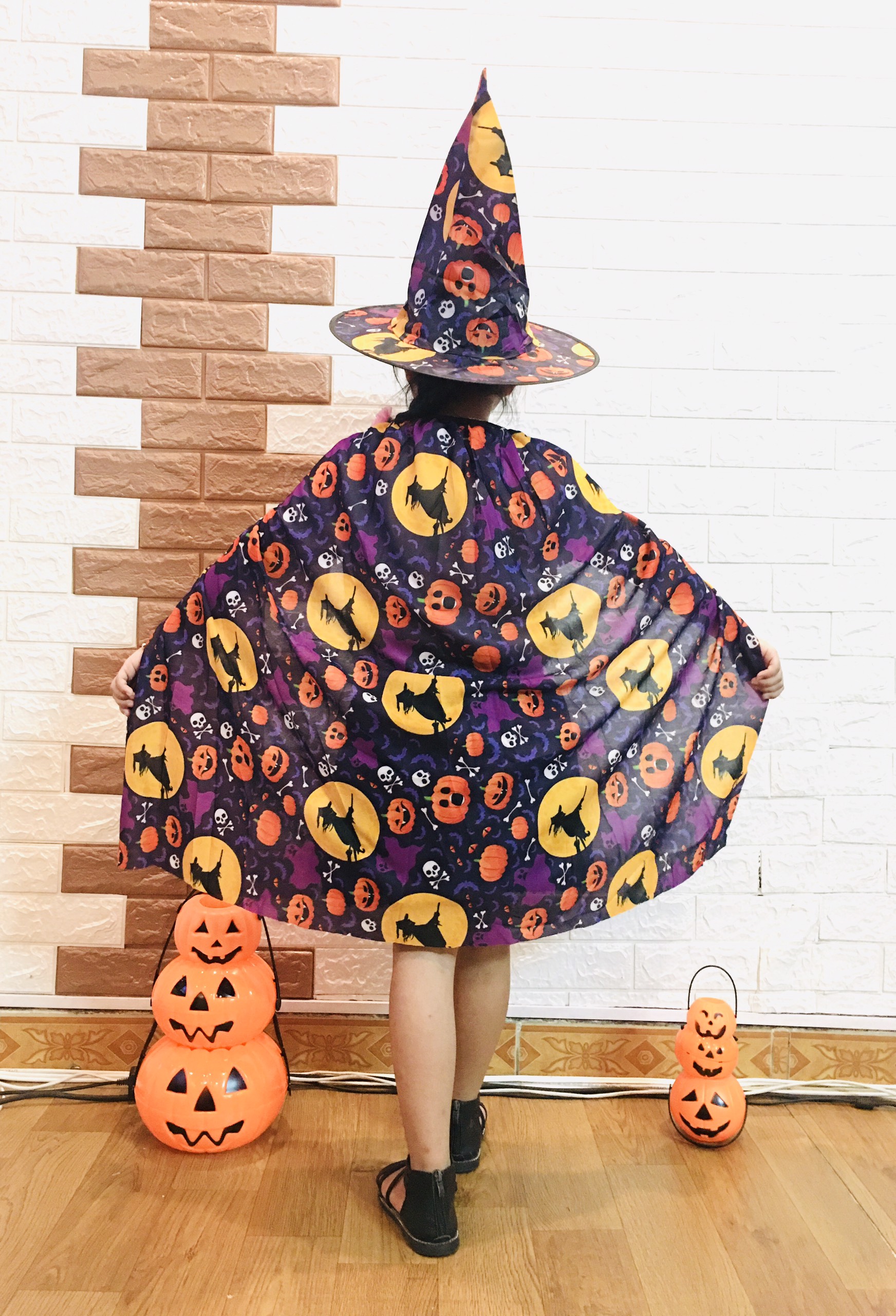 SET Áo choàng phù thuỷ kèm mũ hoá trang Halloween loại dày đẹp