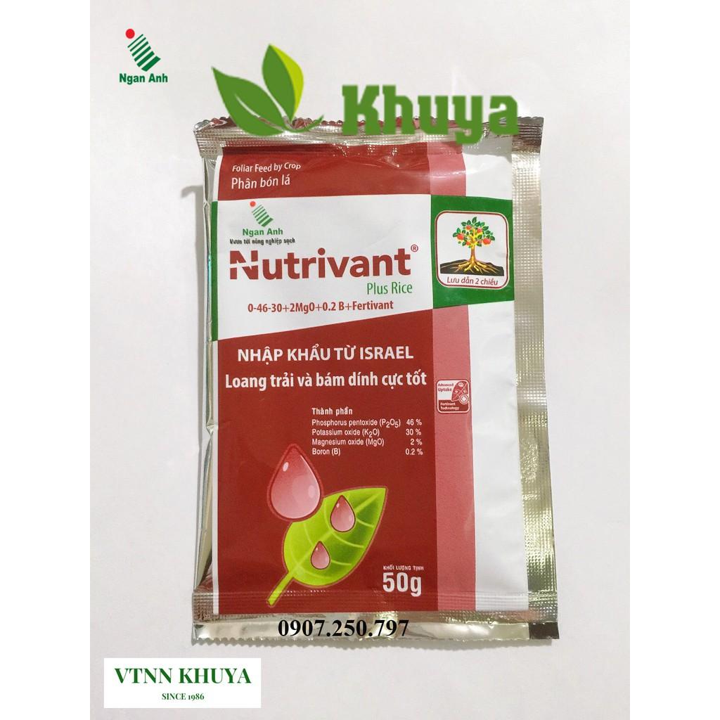 Phân bón lá Nutrivant Plus Rice 50gr Loang trải và bám dính cực tốt