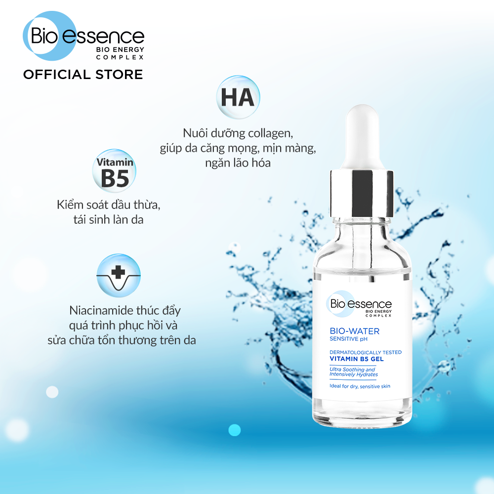 Tinh chất phục hồi và cấp ẩm Bio-Essence Bio-Water Bio gel Vitamin B5 30ml/chai