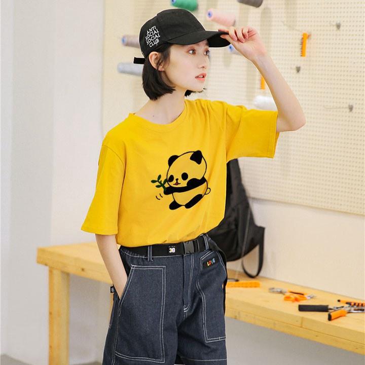 Áo Thun Nữ Unisex In Hình Gấu Trúc Cầm Cây Xanh ATN4932 - J.A Shop