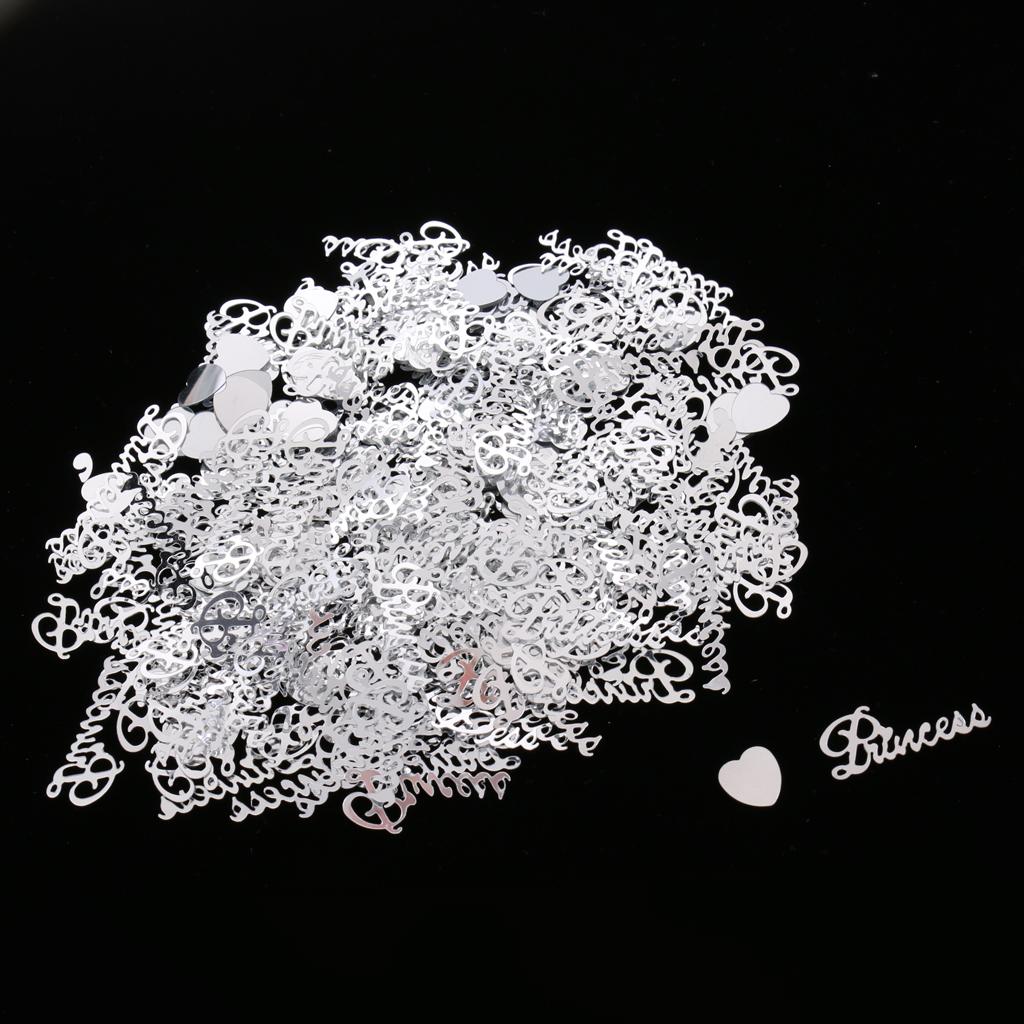 15g Glitter PRINCESS Heart Confetti Foil Girls Birthday Party Decor Gold