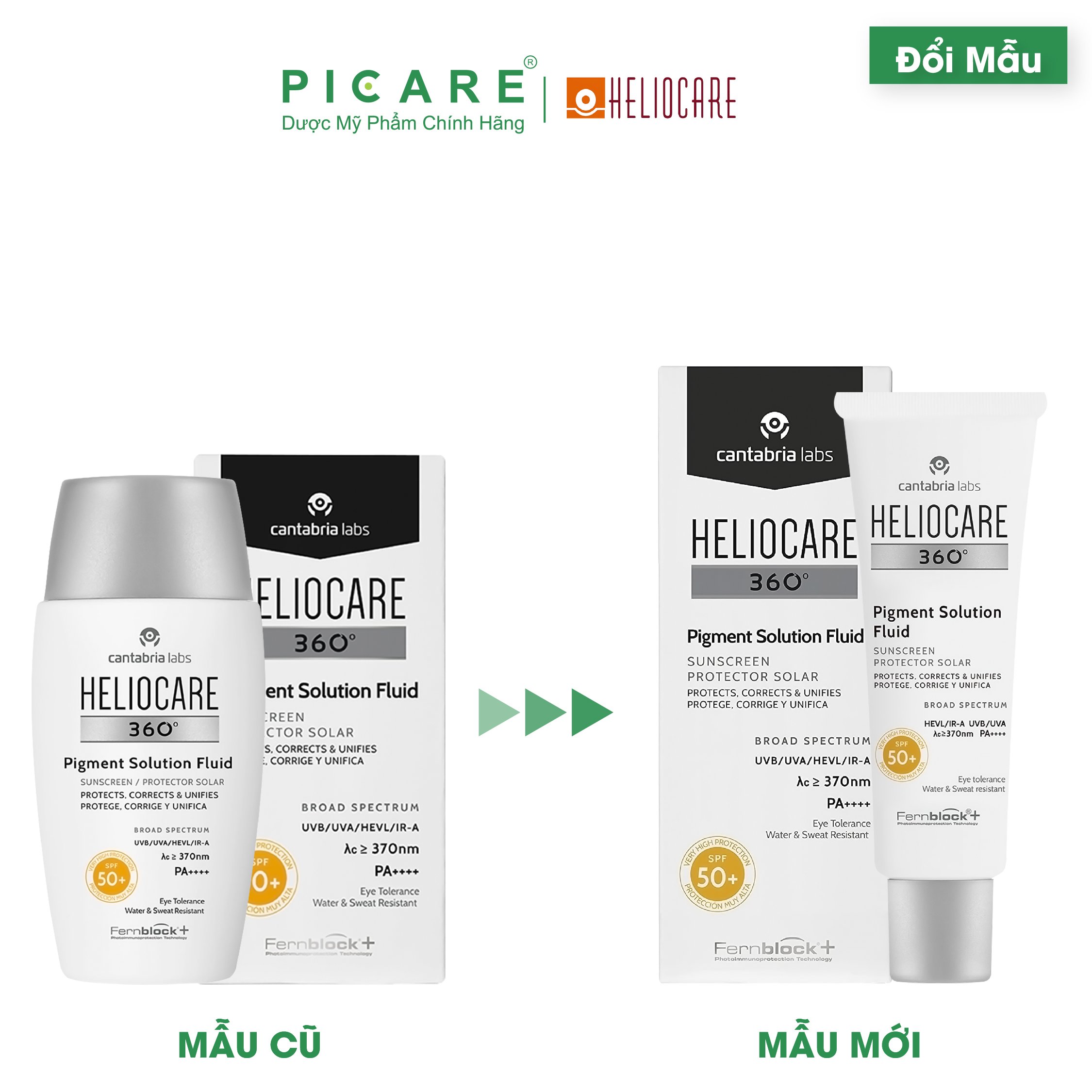 Kem Chống Nắng Heliocare Ngăn Ngừa Và Kiểm Soát Tình Trạng Tăng Sắc Tố Đốm Nâu 360° Pigment Solution Fluid SPF50 50ml