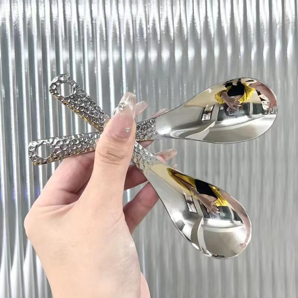 Combo 10 muỗng thìa Inox dùng để ăn cơm, ăn chè, trái cây được dập hoa văn chìm phong cách thời trang