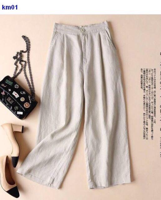 Quần culottes đũi xước hàn