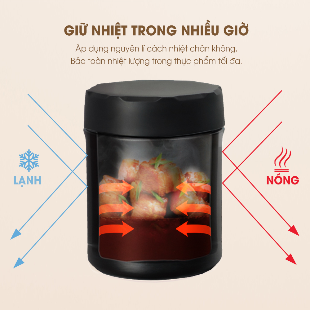 Hộp đựng cơm giữ nhiệt chân không bằng inox LEBENLANG LBL8568, 3 hộp riêng biệt, TẶNG kèm túi đựng giữ nhiệt - hàng chính hãng