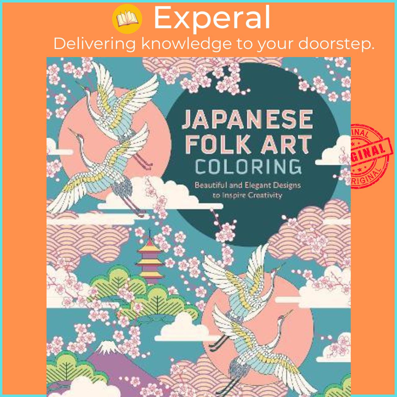 Sách - Japanese Folk Art Coloring Book by Editors of Chartwell Books