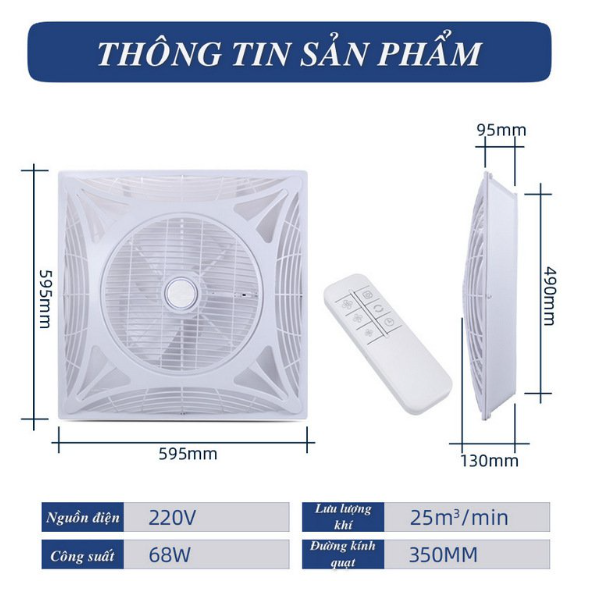 Quạt Ốp Trần xoay đảo chiều 360 độ cho nhà cửa văn phòng quán ăn BPT-60-A Remote Điều Khiển Từ Xa ️️